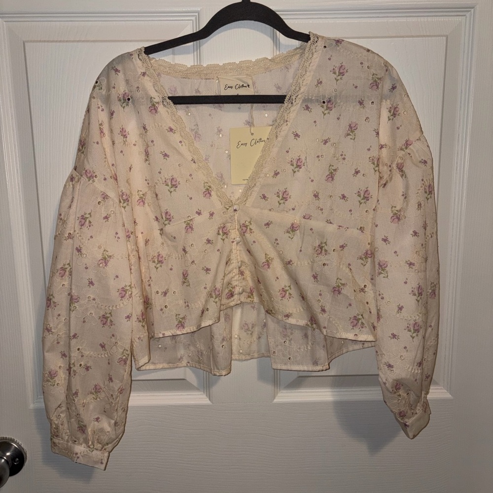 Cream Floral Women's Blouse
